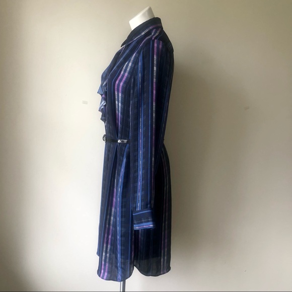 Banana Republic Ruffle Plaid Belted Shirt Dress, L - Picture 6 of 10
